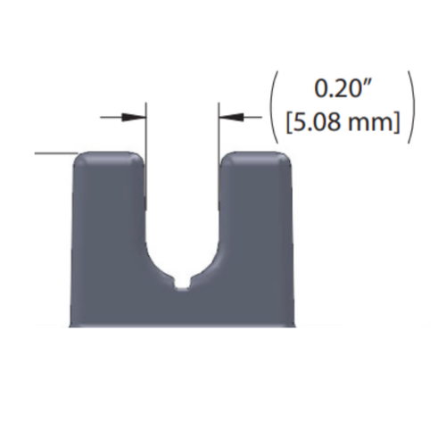 U-Shaped Groove Technical Diagram showing 0.20 inch (5.08mm) spacing